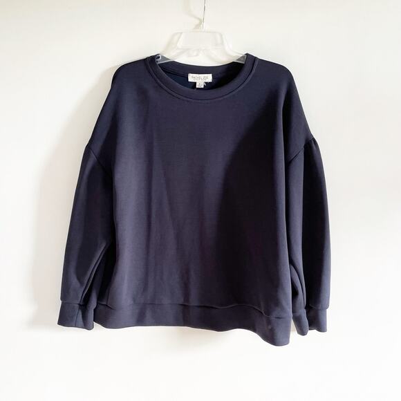 New Rachel Zoe Navy Balloon Sleeve Modal Sweatshirt - Picture 1 of 5